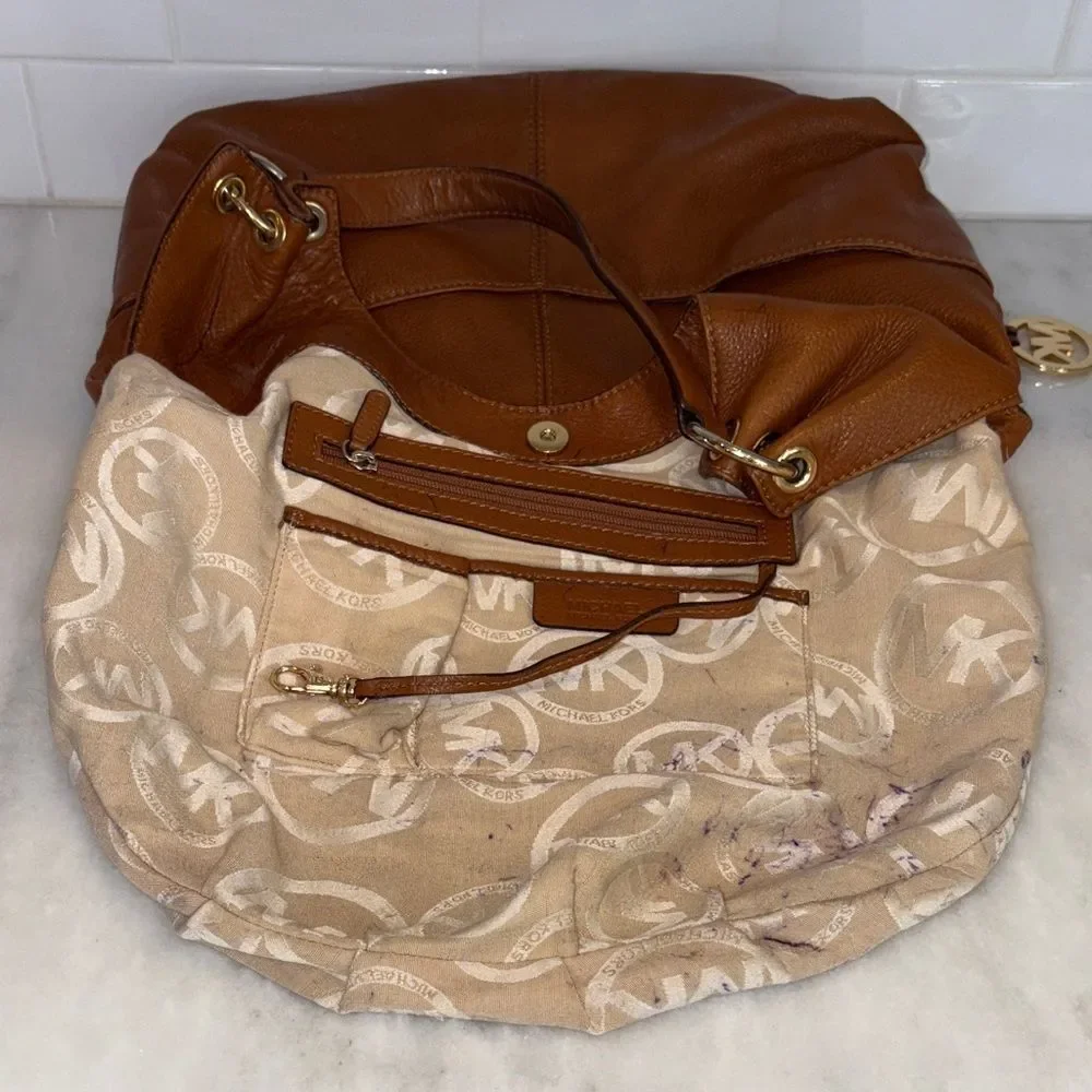 Michael Kors Bag Purse Handbag Leather Layton Pebbled Hobo Shoulder Pocketbook